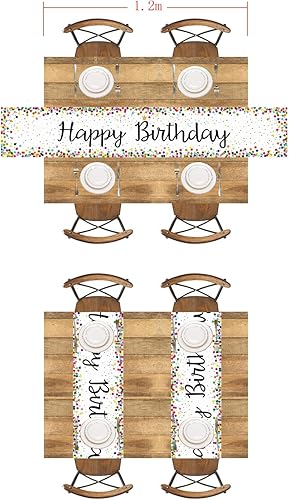 Miniatura 5 de Letjolt Camino de mesa de feliz cumpleaños, centros de mesa de cumpleaños de 72 pulgadas para mesas, letrero de fiesta de cumpleaños con lunares,