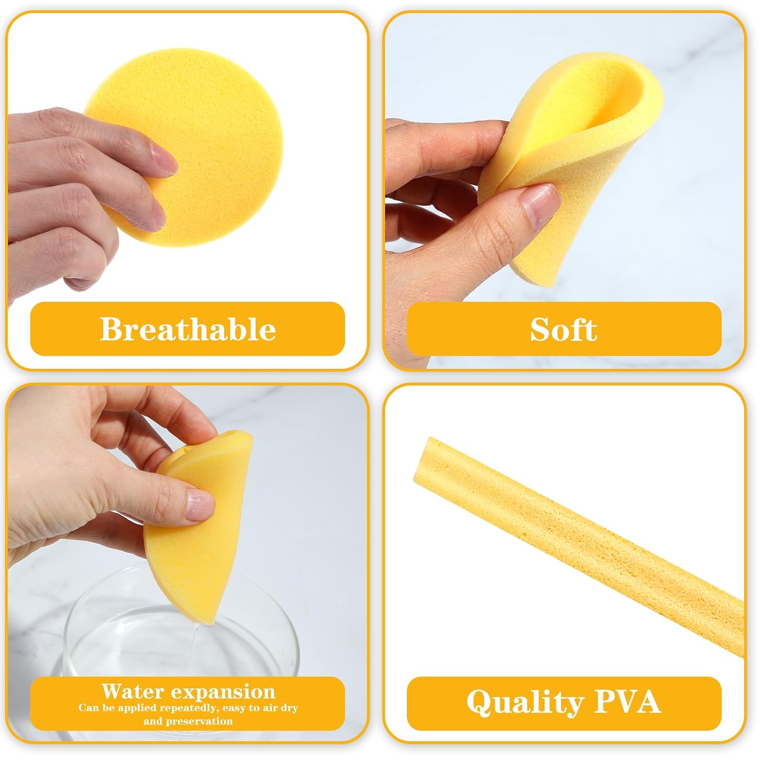 540 Pcs Compressed Facial Sponges for Estheticians, Yellow PVA Disposable Facial Sponges for Cleansing, Makeup Removal, Exfoliating, and Spa Use