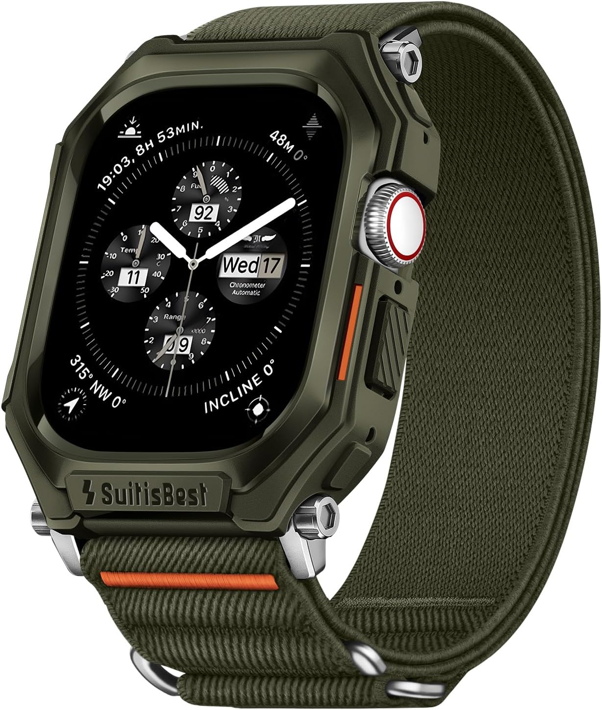 Suitisbest Stretchy Nylon Bands Compatible with Apple Watch Band 49mm 45mm 44mm with Rugged Case, Lightweight Fabric Strap with Durable TPU Bumper for iWatch Series Ultra/Ultra 2/9/8/7/6/5/4/SE/SE 2