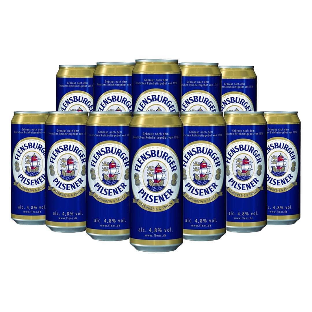 Flensburger Pilsener German Pils 500ml Cans (12 Pack) - 4.8% ABV - German Beer Gifts for Men, Birthday Gifts for Men and Women, Beers and Lagers Offers Gift Beer Pack Alcohol Gift Set