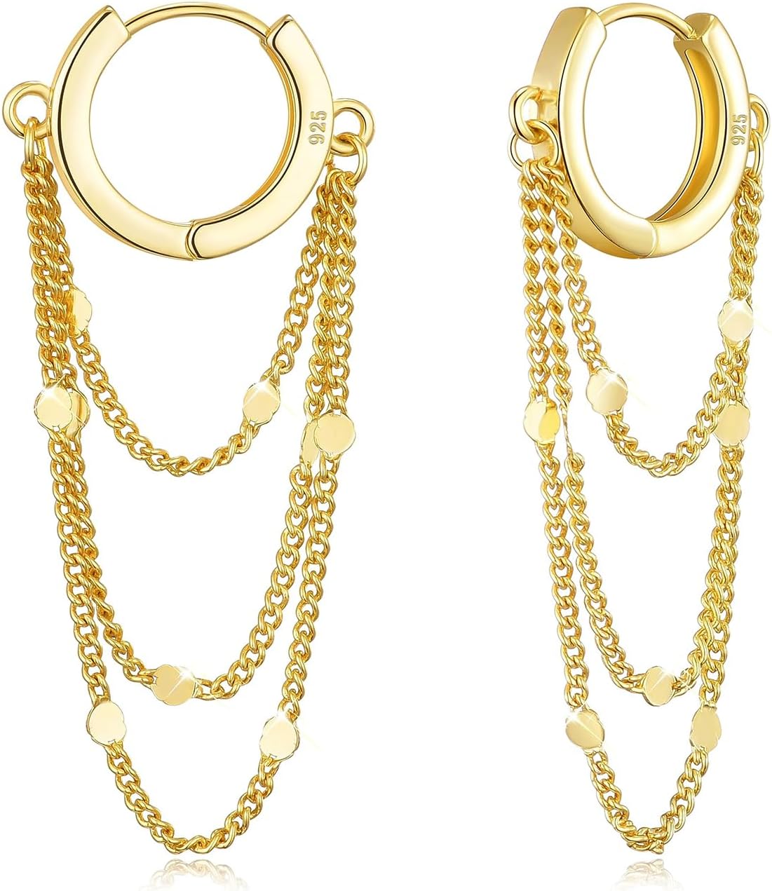 Ritach Gold Chain Earrings for Women Hypoallergenic Lightweight Gold Chain Hoop Huggie Dangle Tassel Earrings for Gifts - Image 8