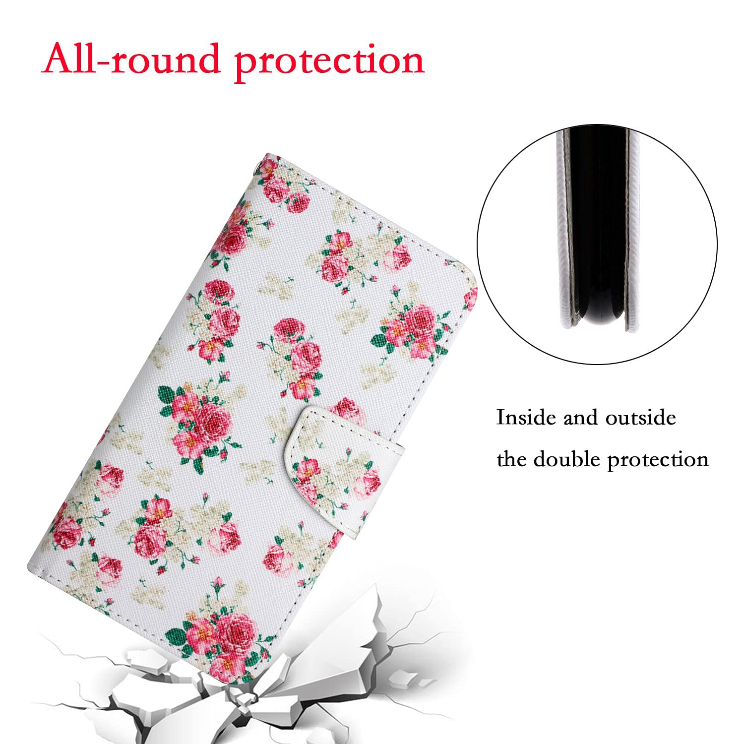 LEMAXELERS Funda OPPO A94 5G,Carcasa OPPO A94 5G Carcasa Tipo De Pintura Colorida Libro Con Ranuras Tarjetas De Soporte Solapa Con Cierre Magnético Case,XC5 Red Peony