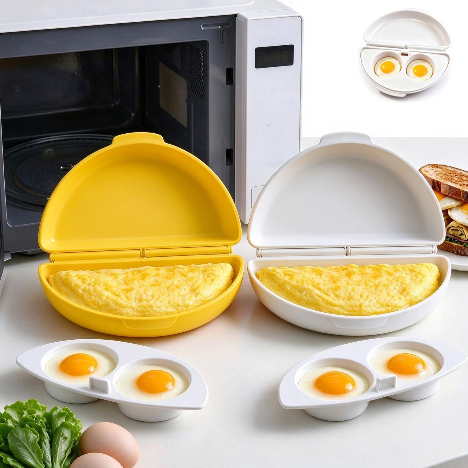 2-in-1 Microwave Omelet & Egg Cooker with Removable Omelette Maker Insert