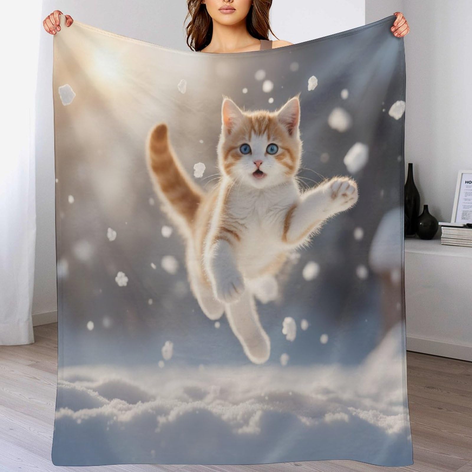 Couverture chat mignon en flanelle, le cadeau parfait pour décorer un lit