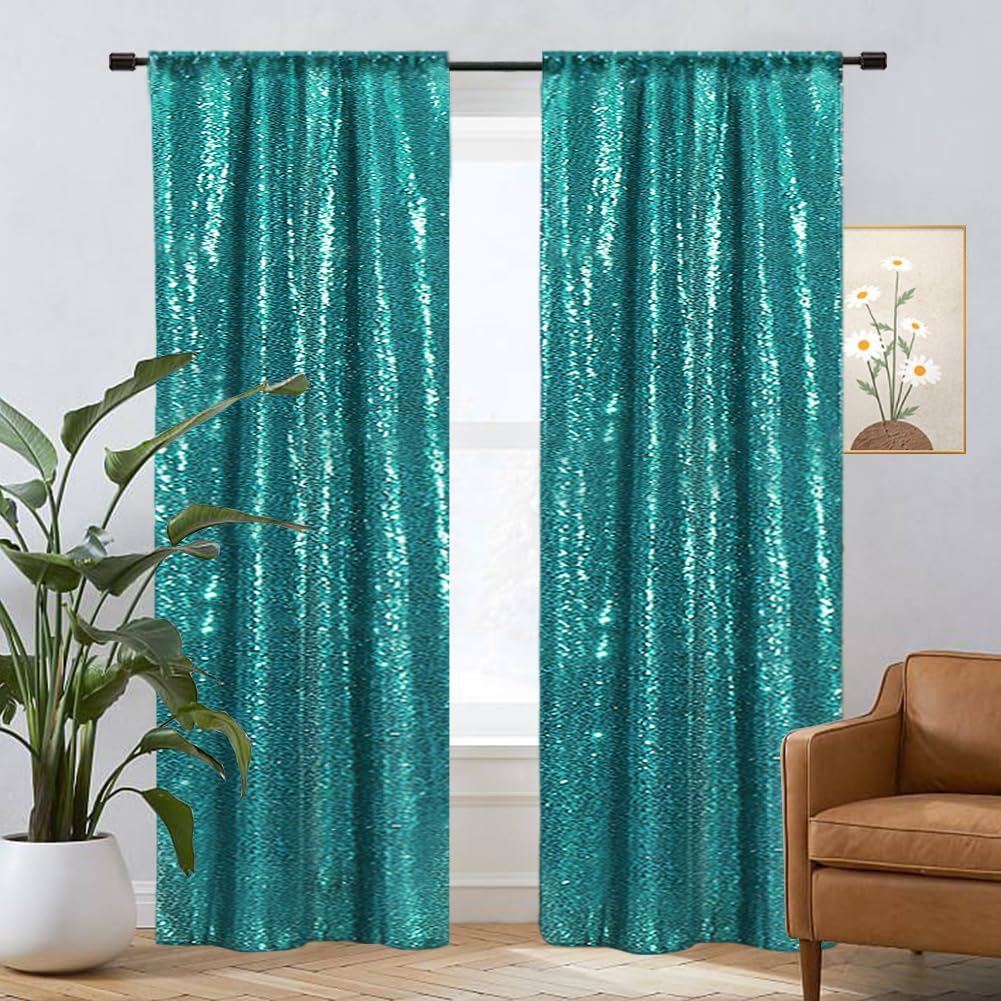 2Pieces Sequin Backdrop 2ftx8ft(60x243cm) Shiny Seamless Photo Booth Curtain for Party Wedding Decoration Photo Background, Iridescent — view 38