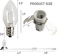Vista 3 de Dazzle Bright - Juego de 2 cables accesorios de 6 pies con bombilla de luz incandescente E12, cable blanco con enchufe de interruptor