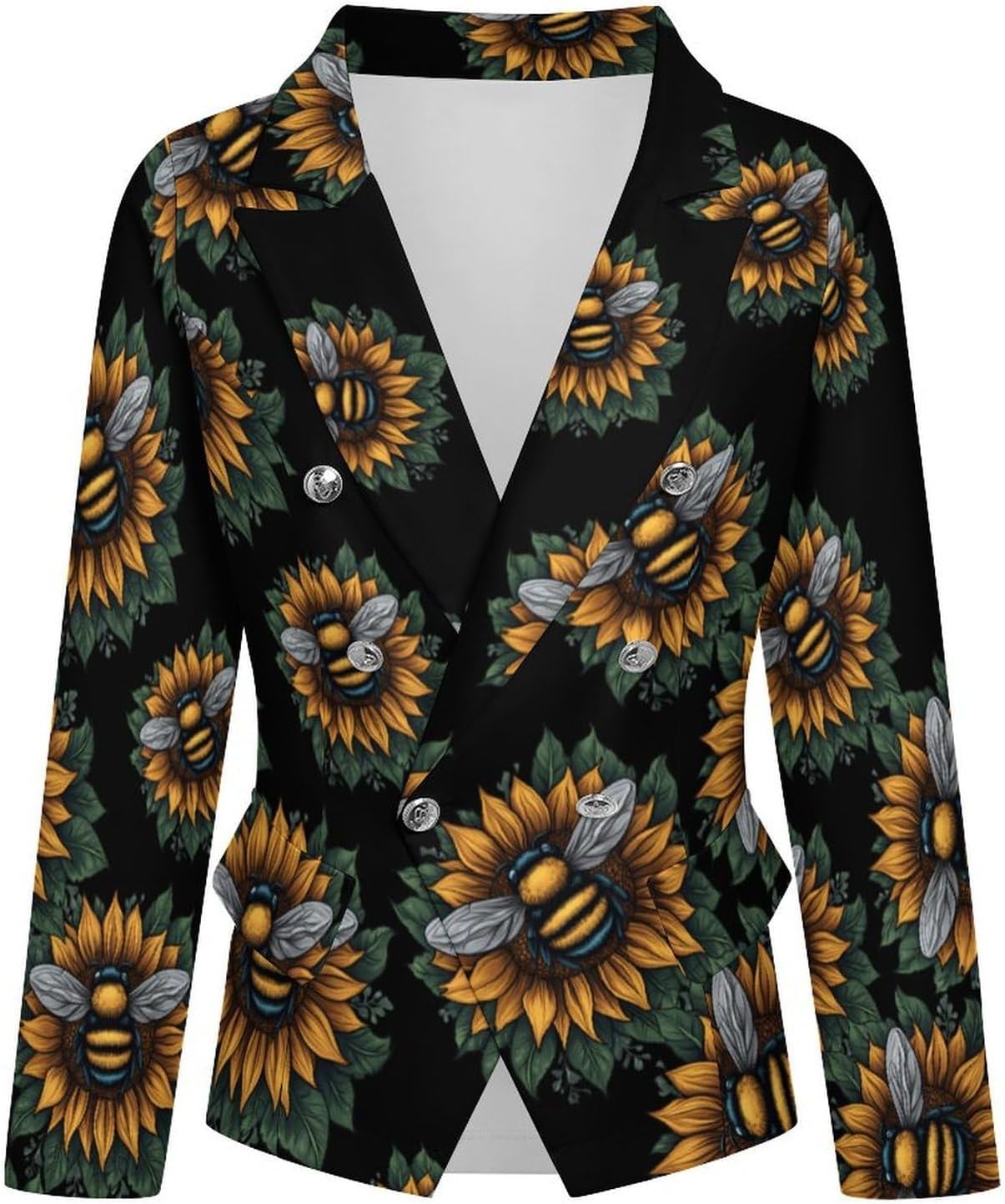Sunflower Save The Bees Women's Blazer Long Sleeve Suits Business Casual Blazers Jackets Lapel Open Front Suit