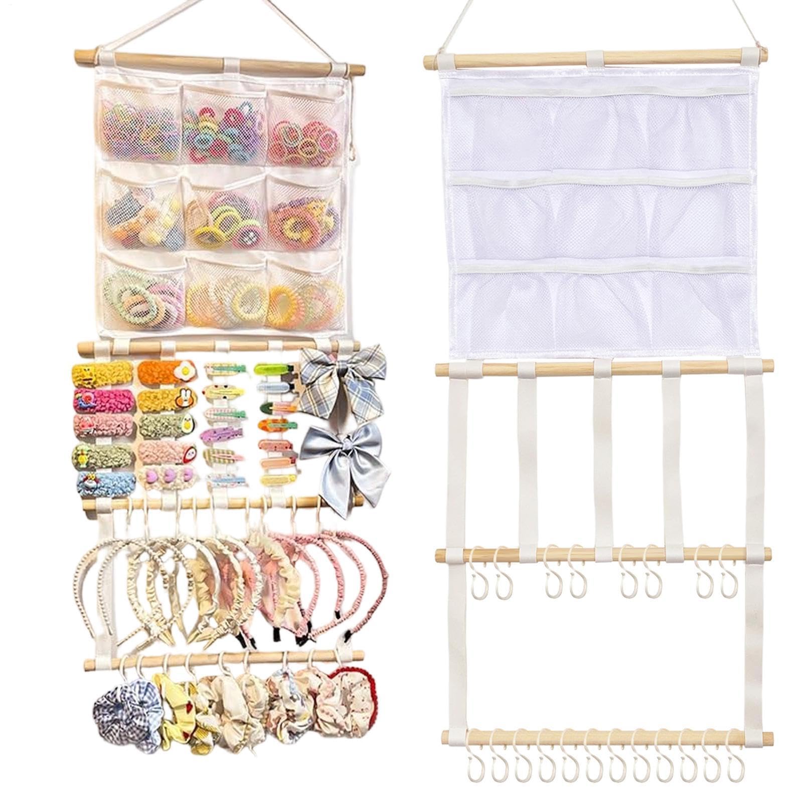 Organiseur de nœuds pour filles : support mural portable à grand rangement pour chambre d'enfant