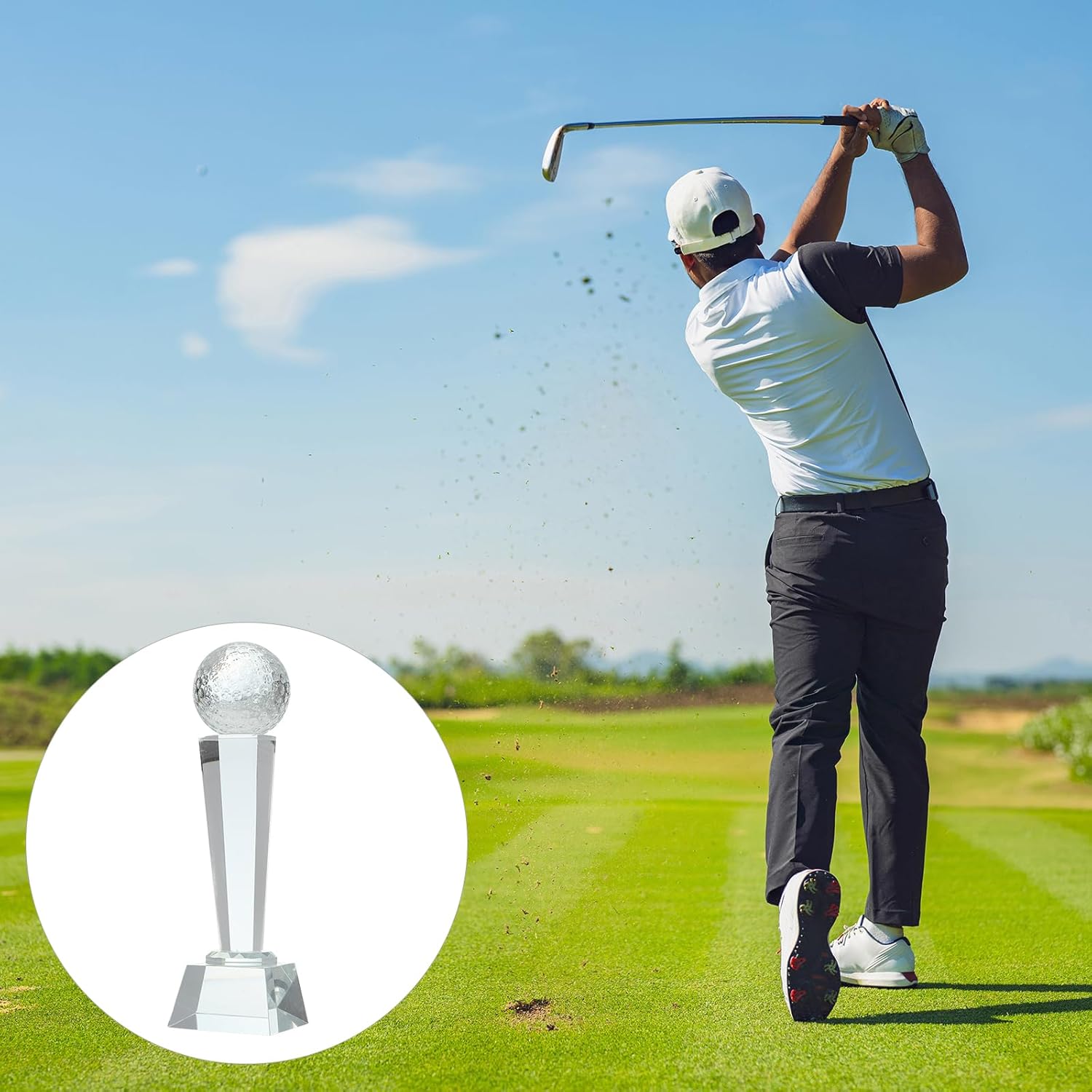 MECCANIXITY Crystal Glass Trophy with Box, Champions Award for Desktop Table Decor Tournament Sports Paperweight