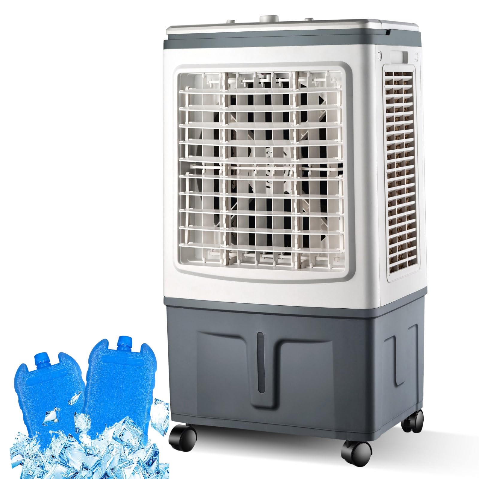 Climatizador Portátil 30L, Gran Aparato 3000 m³/h Botones, Humidificador Sin Ventana, Temporizador 7.5H, 120°