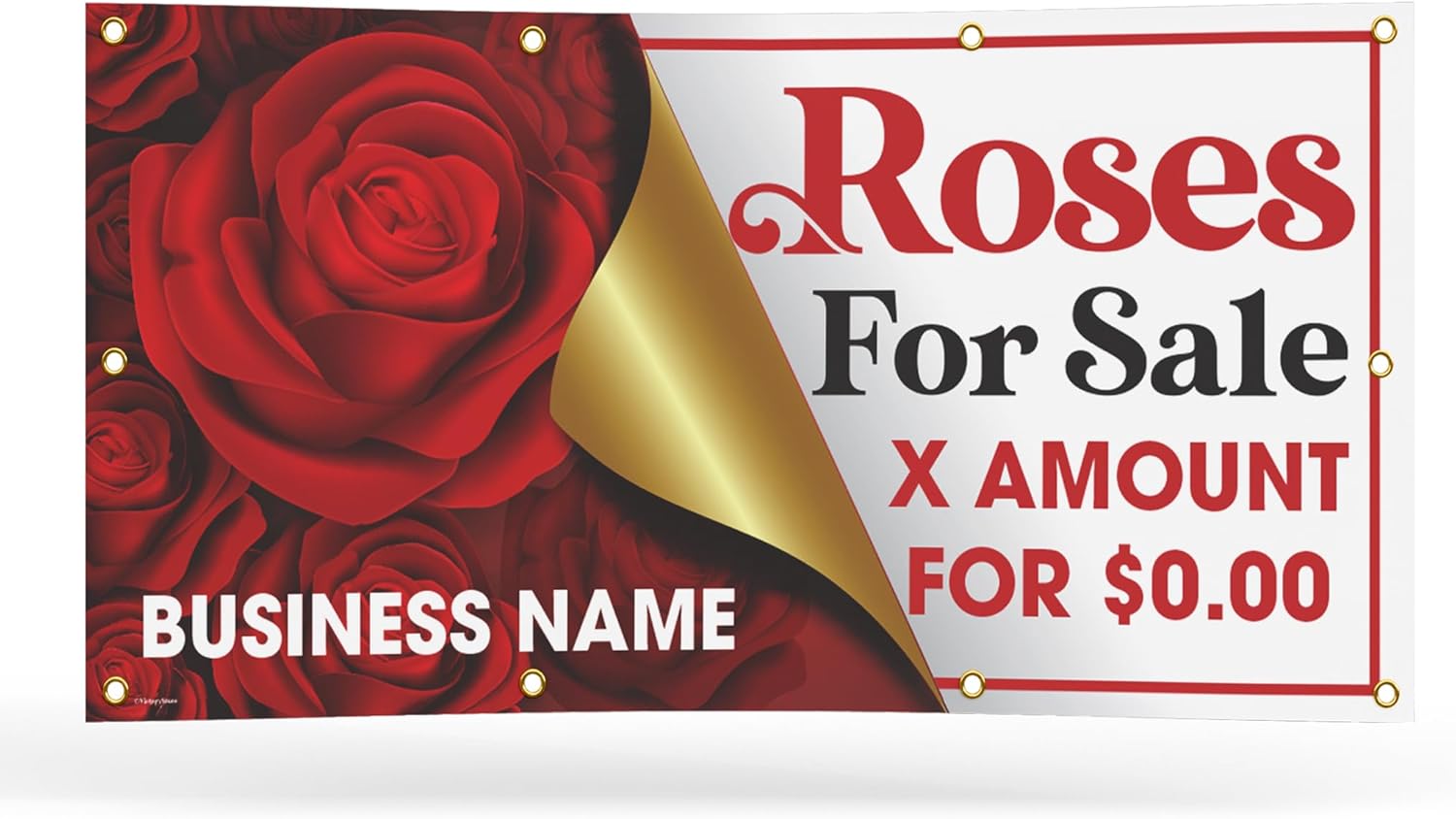 Custom Roses for Sale Vinyl Banner with Grommets, Weather-Resistant, Valentine’s Day Floral Sign, American Made (3x6 Feet)