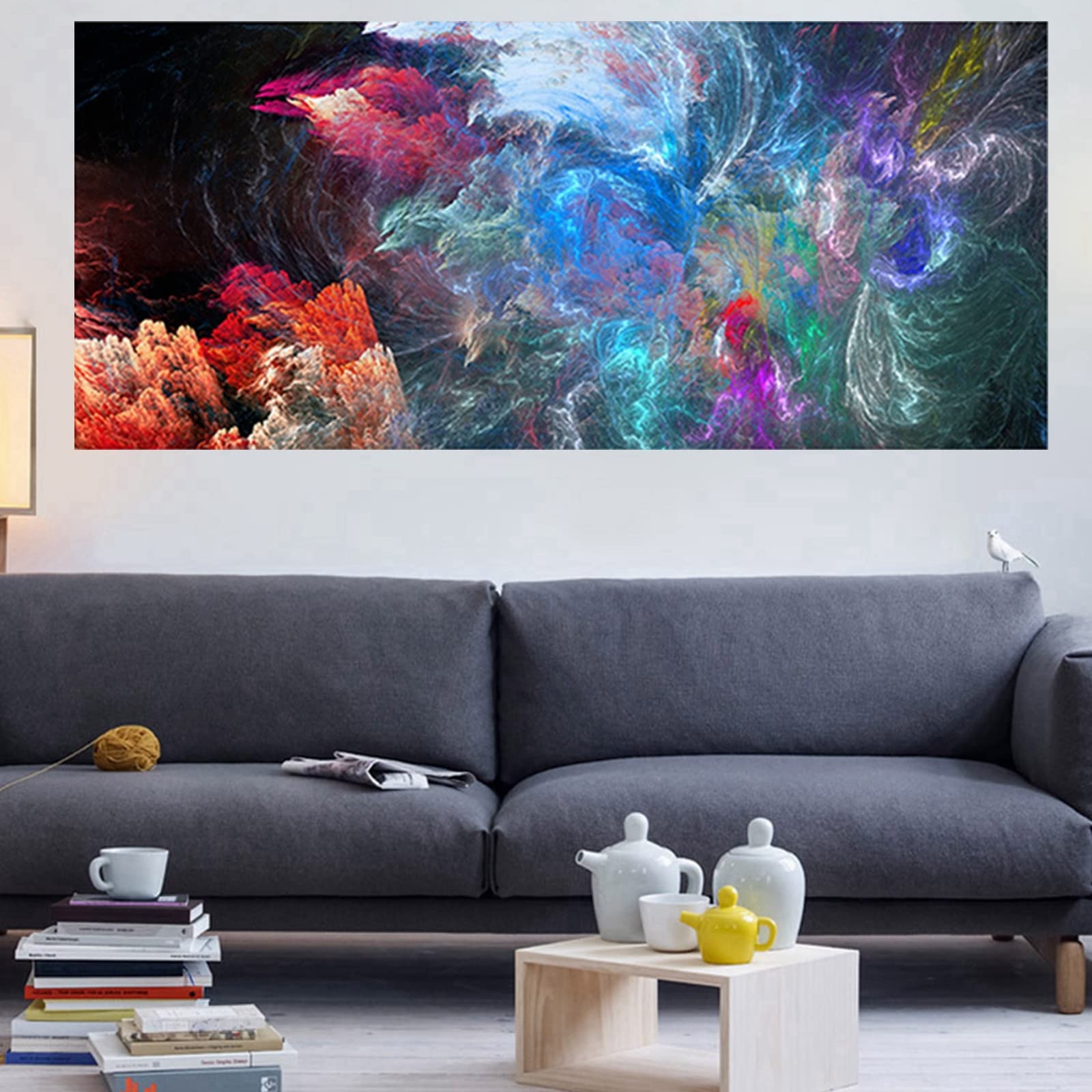 HEHGVCF Impression Sur Toile Abstraite - 80 X 160 Cm - Aurore Colorée - Décoration Murale Pour Salon - Sans Cadre - Multicolore A, 20 X 40 Cm