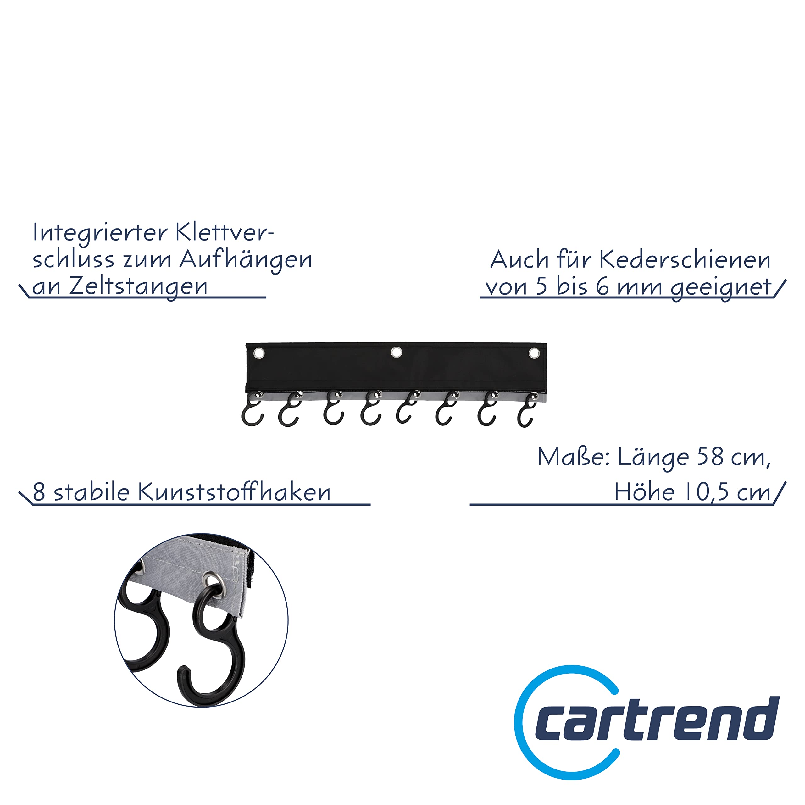 cartrend Perchero de caravana para colgar ropa, utensilios de cocina, toallas, camping, camping, caravana, caravana, accesorios de caravana