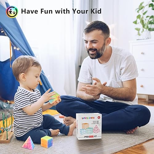 Miniatura 7 de Vdealen Juego de cubos de velocidad, paquete de cubos de gelatina piramidal de 2 x 2, 3 x 3, 4 x 4, cubo mágico sin calcomanías, rompecabezas suave,