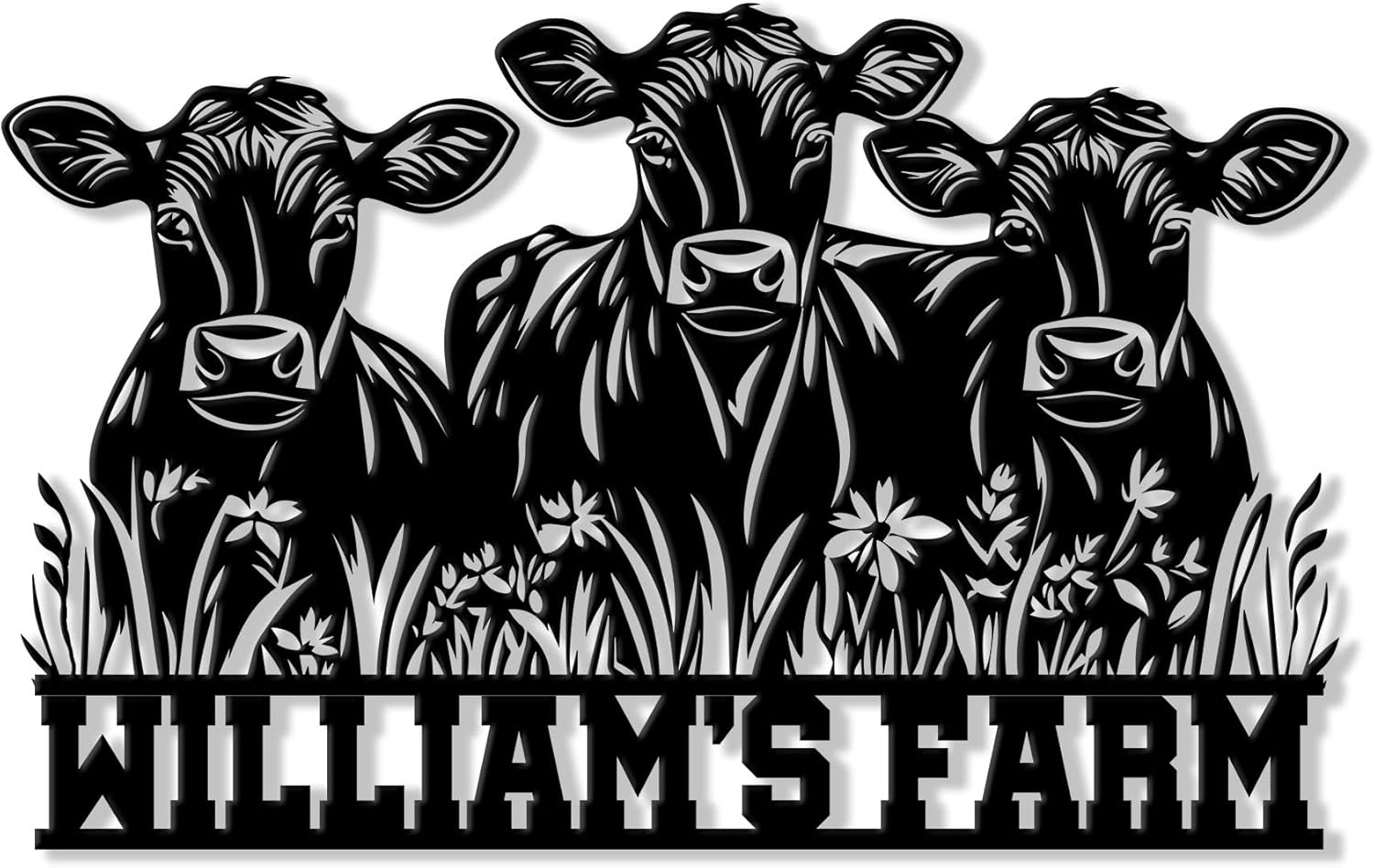 Custom Cow Metal Sign – Personalized Name Farmhouse Wall Decor for Barn, Yard, Porch, Fence, or Kitchen – Rustic Gift for Farmer, Mom, Dad, or Family on Birthday or Country Celebration