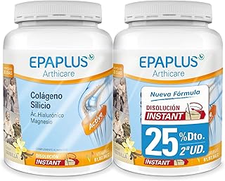 Epaplus Articulaciones Colágeno + Silicio + Ácido Hialurónico INSTANT Duplo- 2x30 Días (2x326 gramos, sabor vainilla)