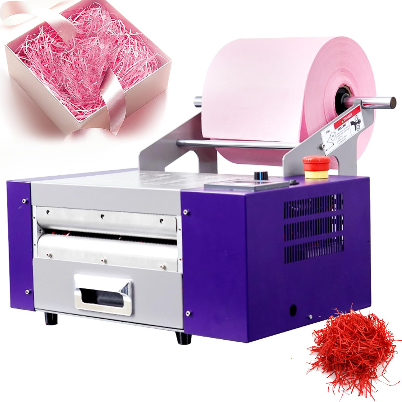 SBCGFY Automatic Crinkle Cut Raffia Shredder, Electric Raffia Zigzag Paper Shredder, With 4 Rolls Paper,For Gift Wrapping,Crafts & Festivals
