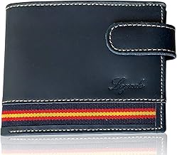 LEGADO Men's Wallet Marine Leather Treated Flag Spain Wallet Ubrique Gift Bracelet Flag of Spain (Horizontal Navy with Brooch), Horizontal Navy With Clasp, Casual
