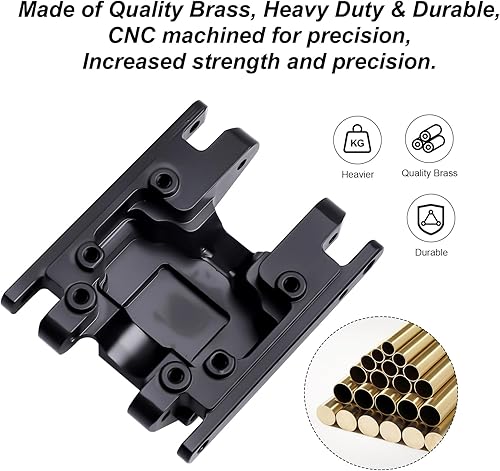 Miniatura 3 de HobbyPark 2.33 oz Latón Skid Plate Transmisión Mount para TRX4M 118 RC Crawler Car Actualizaciones Heavy Duty Contrapeso Chasis Piezas