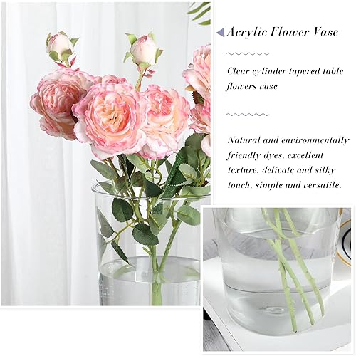 Miniatura 4 de 6 jarrones cilíndricos de plástico para centros de mesa, jarrón redondo alto resistente a la rotura, jarrón cilíndrico transparente, jarrones