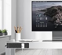 Vista 6 de Regleta de alimentación de carga rápida de 40 W para debajo del escritorio con interruptor, regleta de alimentación montable de 12 salidas con 4