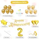 Flyloons 2nd Anniversary Decoration Items Gold for Men Women Husband Wife Home Living Room Parent With 10 Pc Confetti Balloons Happy Anniversary Banner 4 Pc Star Heart Set Kit Golden gallery image