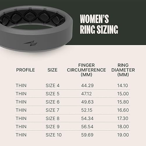 Miniatura 5 de Groove Life Zeus - Anillo fino Anillos de boda de silicona transpirable para mujer, cobertura de por vida, diseño único, anillo de ajuste cómodo