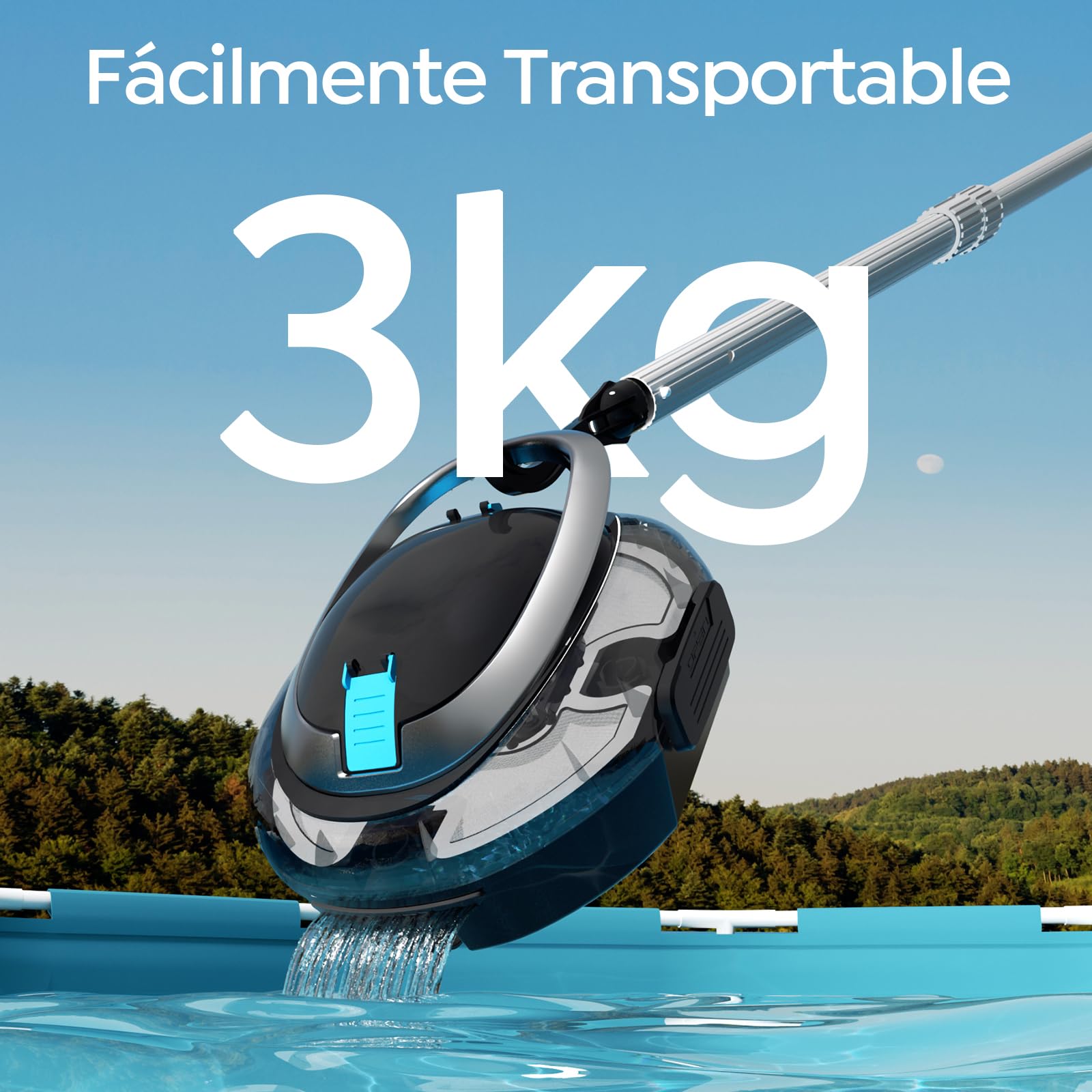 S2 Limpiafondos Piscina, Robot Inalámbrico, Doble Filtración y Doble Motor, 90min Autonomía, 2,5H Carga Rápida,Autoestacionamiento, para Piscinas de Fondo Plano hasta 80m²,Scuro