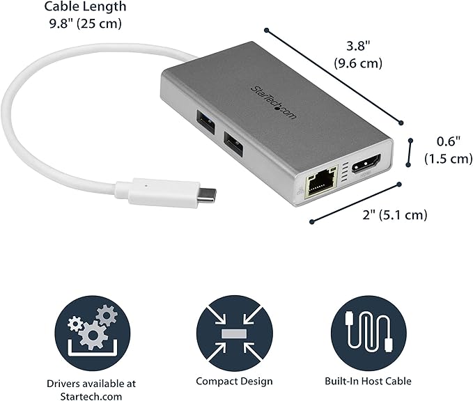 Adaptador Multipuerto USB-C StarTech.com con HDMI 4K, GbE y 60W PD miniatura 4
