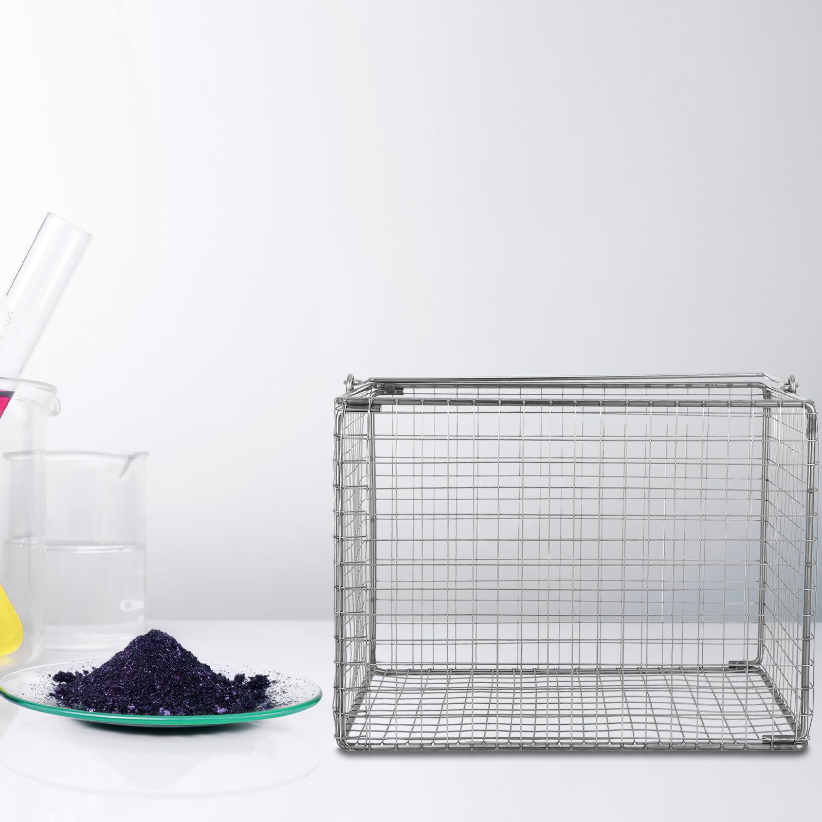 Sosoport Cesta Cuadrada De Acero Inoxidable Para Limpieza Ultrasónica Con Asa Para Limpiadores Ultrasónicos y Aplicaciones Industriales De Filtrado y Escurrido
