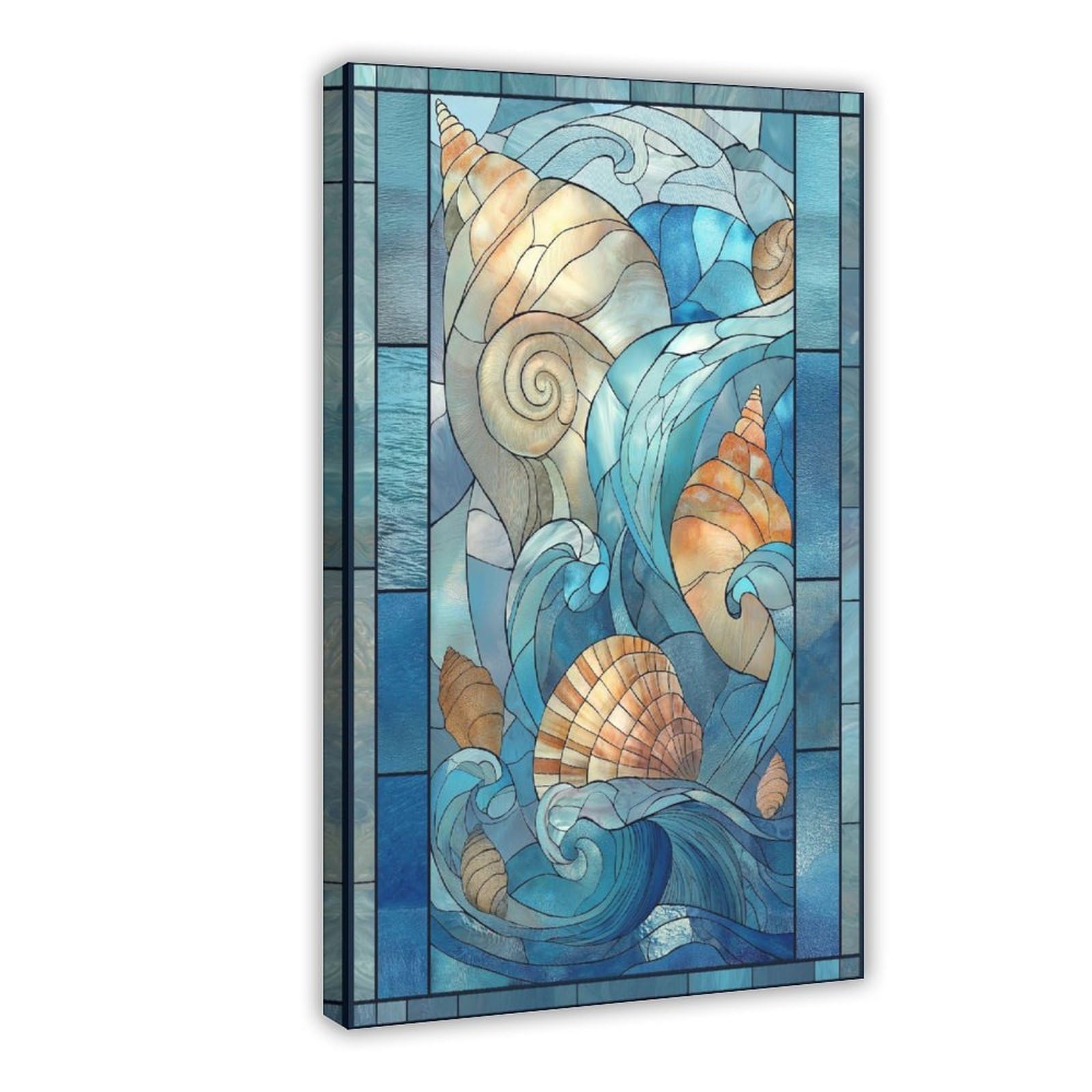 MRYCQ Stained Glass Seashell Poster Canvas Poster for Dorm Room Decor Gift