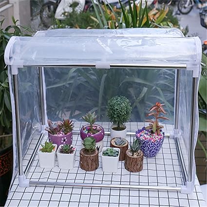 Amazon 温室 ビニールハウス ミニ 小型 折りたたみフラワースタンド温室 オカメインコ 温室 ベランダ 鳥 ビニールハウス 100cm ビニールハウス 温室用品
