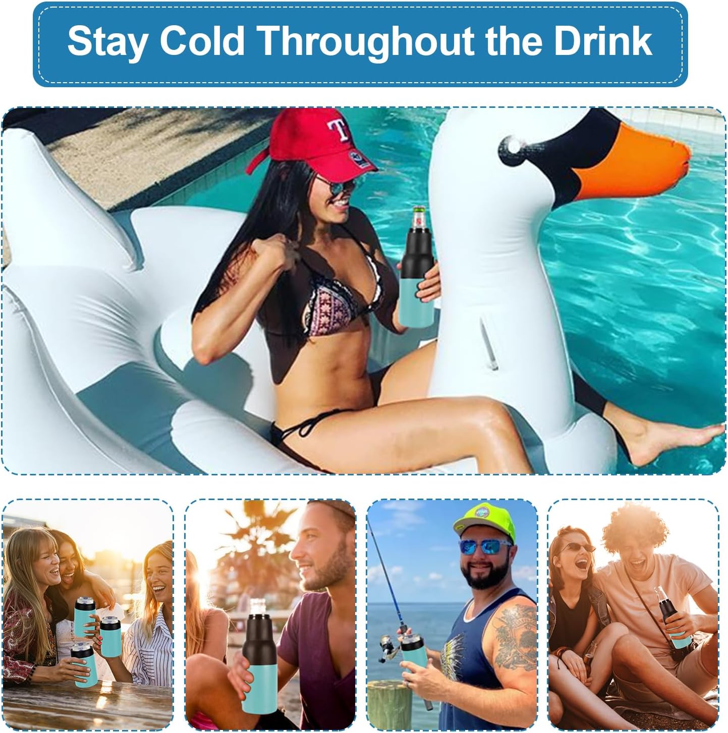 12Oz Frosty Beer Holder Double Walled Stainless Steel Beer Bottle Insulator Holder Slim Can Cooler and Beer Bottle with Beer Opener Vacuum Insulated Ice Cold Clear Water Home Goods,Mint Green - Image 6