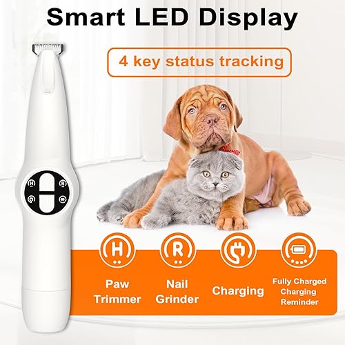 Miniatura 5 de Recortadora de patas de perro con luz LED, kit de aseo mejorado 2 en 1, amoladora inalámbrica de uñas para mascotas con 3 puertos para perros