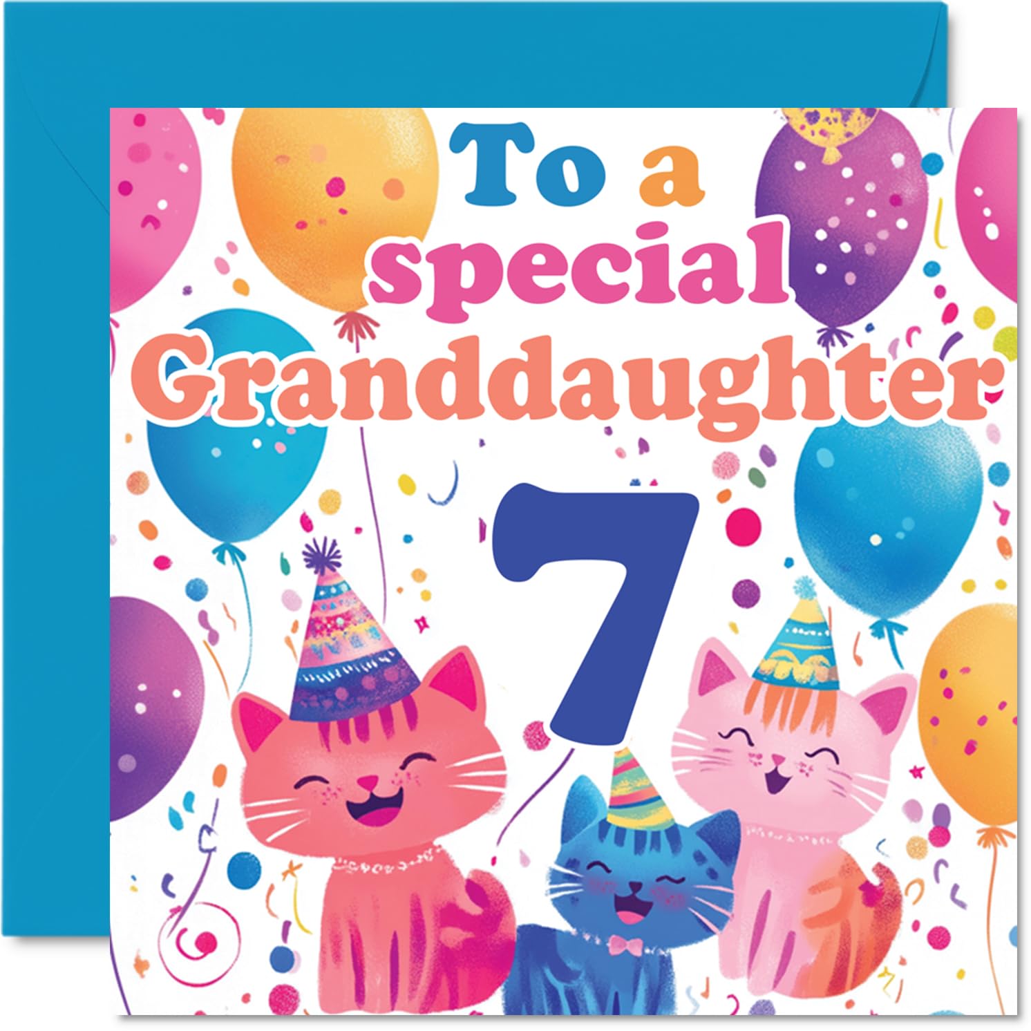 7th Granddaughter Birthday Card, Cute Cats Special Granddaughter
