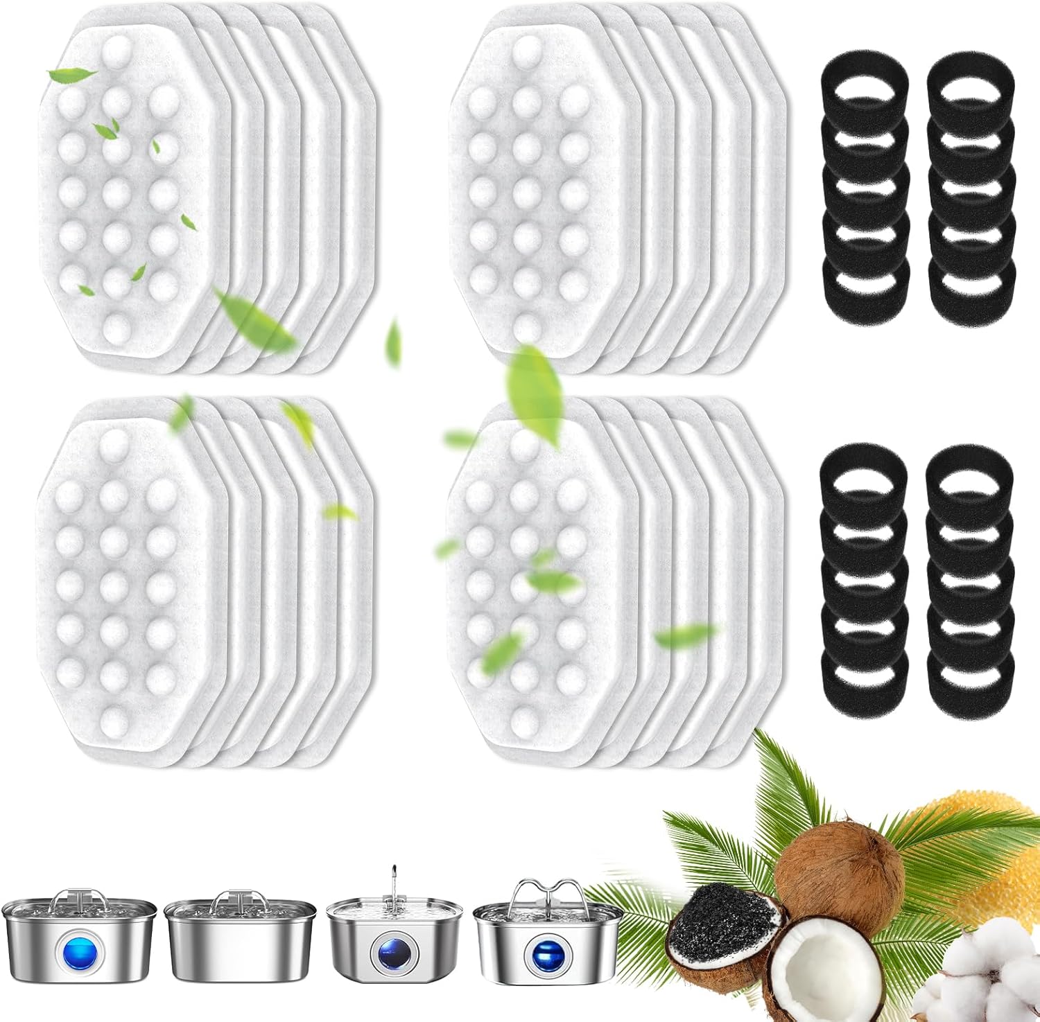 40 Packs Filtros Repuesto para Fuente de Agua Gato, Compatible Neareal 3.2L