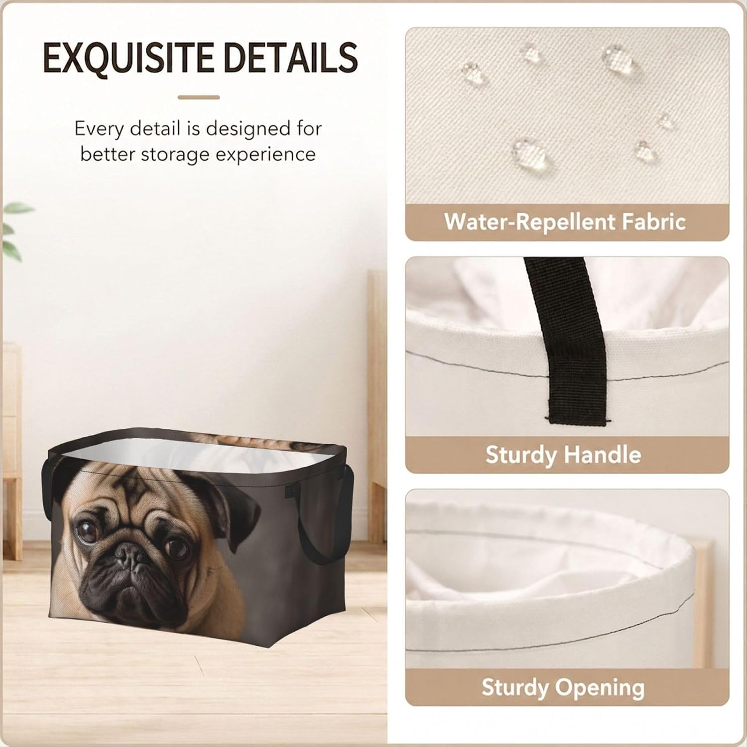 Collapsible Storage Basket for Shelves, Decorative Closet Bin with Handles image 4