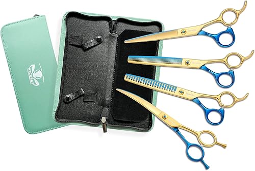 Miniatura 1 de Tijeras de aseo para perros y gatos, tijeras para mascotas para abrigos gruesos y cabello enmarañado, tijeras de acero inoxidable curvadas más