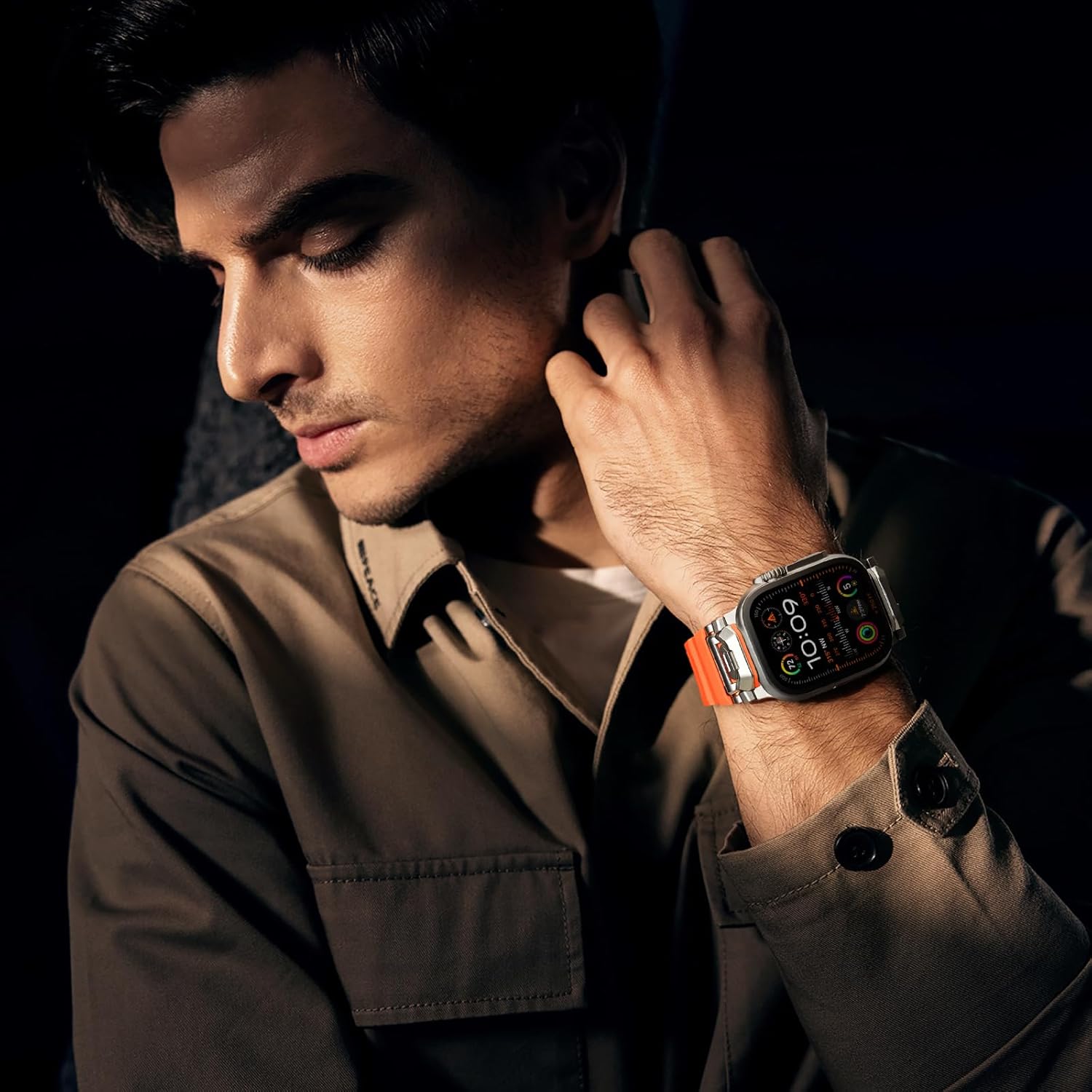 Rugged Bands Compatible for Apple Watch Ultra 3/Ultra 2/Ultra Band 49mm 46mm 45mm 44mm 42mm, Silicone Sport Strap with Durable Stainless Steel Connector for iWatch Series 11 10 9 8 7 6 5 4 3 SE Ultra