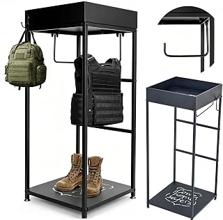 Duty Gear Storage Rack with Multi-Level Organizer and Bottom Platform