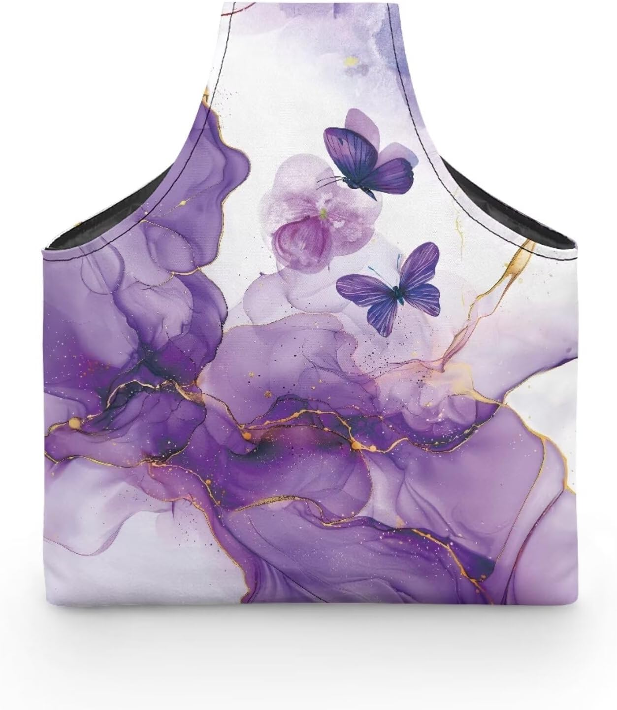 KUIFORTI Butterfly Yarn Bag Purple Marble Knitting Crochet Tote Bag, Yarn Storage Bags Organizer, Crochet Accessories Stylish Crochet Bags for Crocheting Project, Large Size image 3