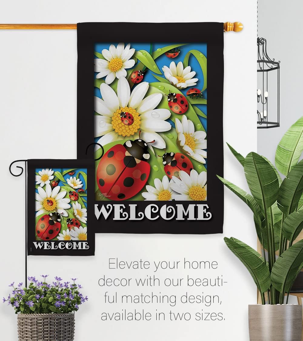 Breeze Decor G154068 Ladybug Heaven Garden Friends Bugs & Frogs Impressions Decorative Vertical Garden Flag 13" x 18.5" Printed in USA Multi-Color