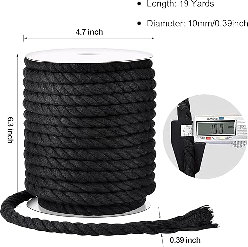 Miniatura 42 de Cuerda de macramé – Cuerda de macramé natural sin blanquear – Cuerda de algodón torcido de 4 hebras para colgar en la pared, hacer manualidades