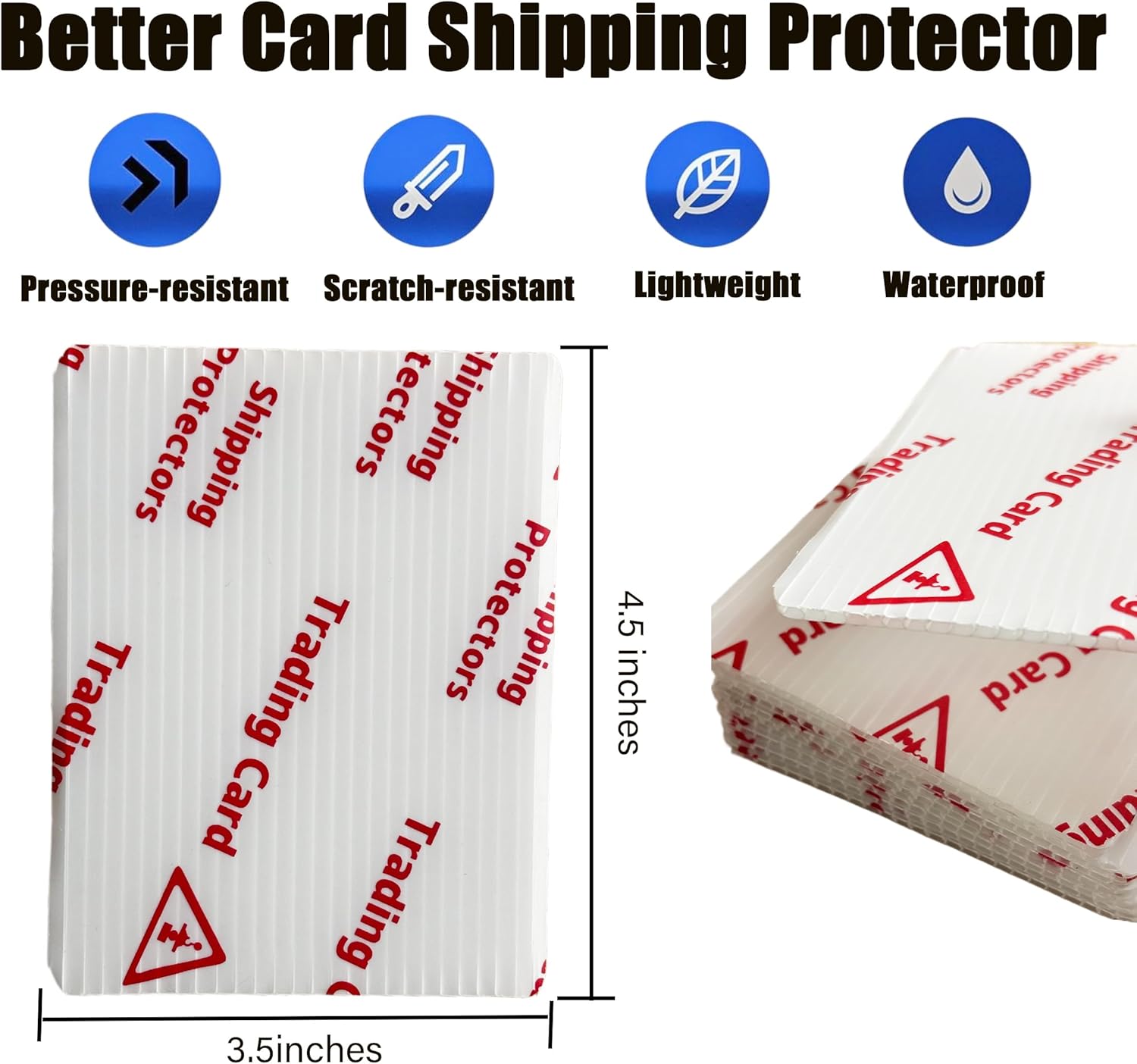 Trading Card Shipping Protectors, 3.5 x 4.5 inches, 100 Pack, Premium Ultra Strong Plastic Inserts