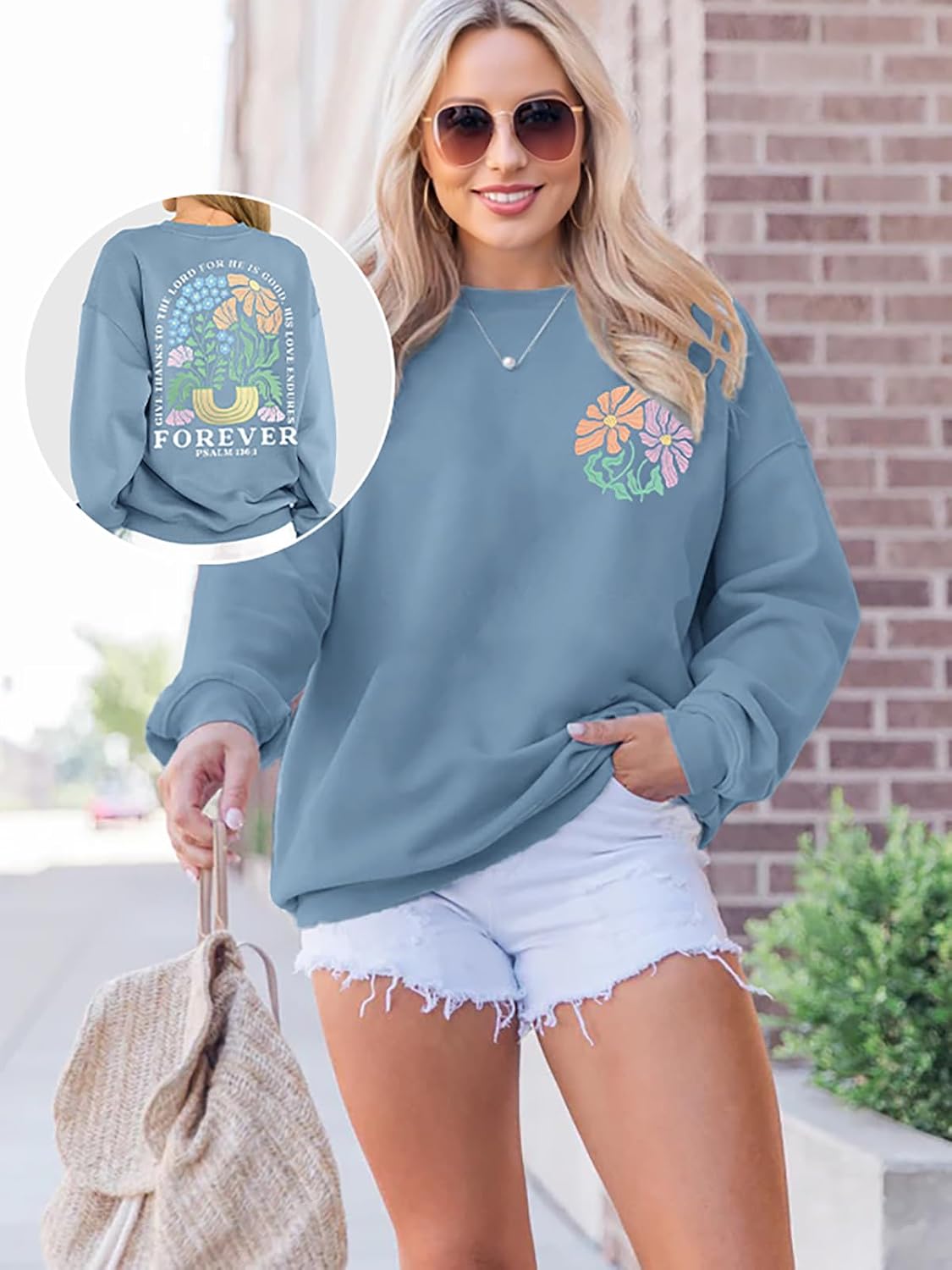 Christian Sweatshirts for Women Jesus Faith Pullover Long Sleeve
