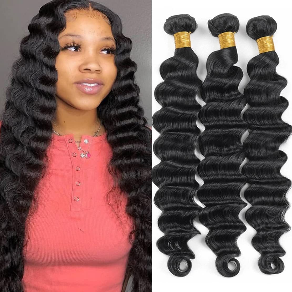 Virgin Human Hair Bundles Loose Deep Wave 3 Bundles Human