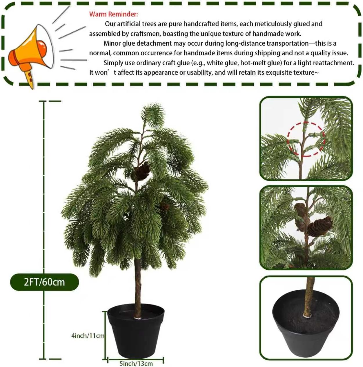 2FT Artificial Norfolk Pine Potted Tree, Real Touch Faux Christmas Greenery, 36in Black Pot, for Outdoor Front Porch, Entryway & Year-Round Home Decor, 2-Pack