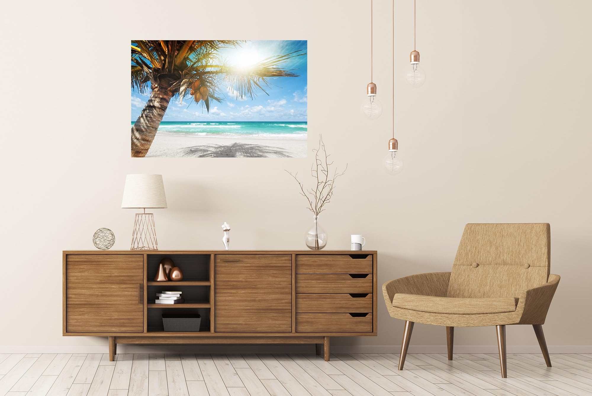 islandburner Poster mural de qualité supérieure - Palmier de plage paradisiaque pour le salon - Parfait pour les amateurs de voyage - Grand format