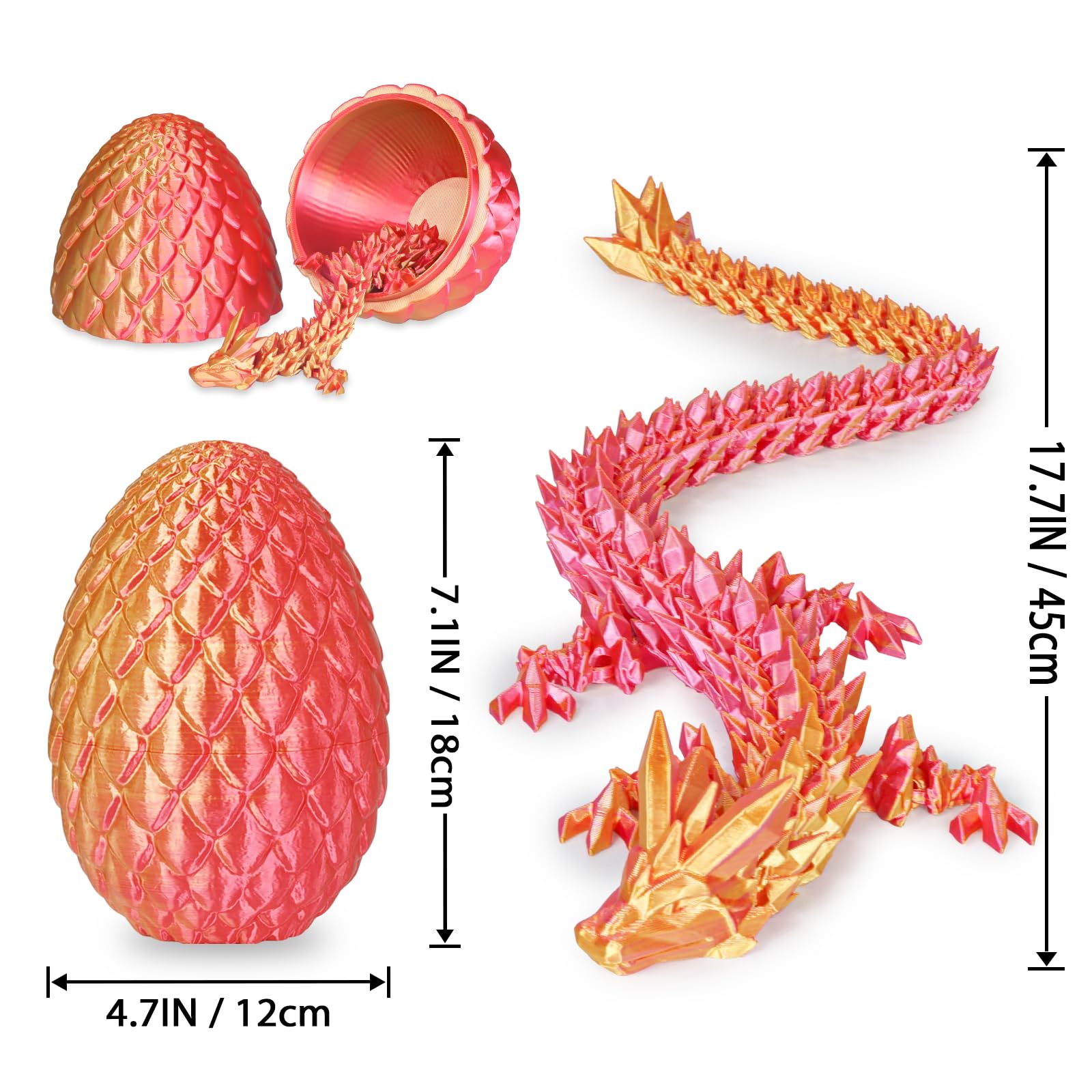 Balkwan Surprise Dragon Egg with Dragon Inside, Gifts for Kids and Adults 3D Printed Fidget Toy, Ideal for Christmas Easter - Image 3