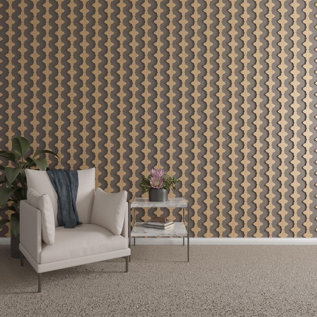 Ekena Millwork 94"H x 3/8"T Pandora Adjustable Wood Decorative Slat Wall Panel Kit, Maple (contains 16 Slats + 1 Straight Edge Starter Slat)